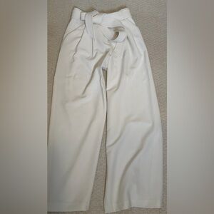 Milly Wide-Leg Paperbag Waist Jumpsuit Pants in Cream